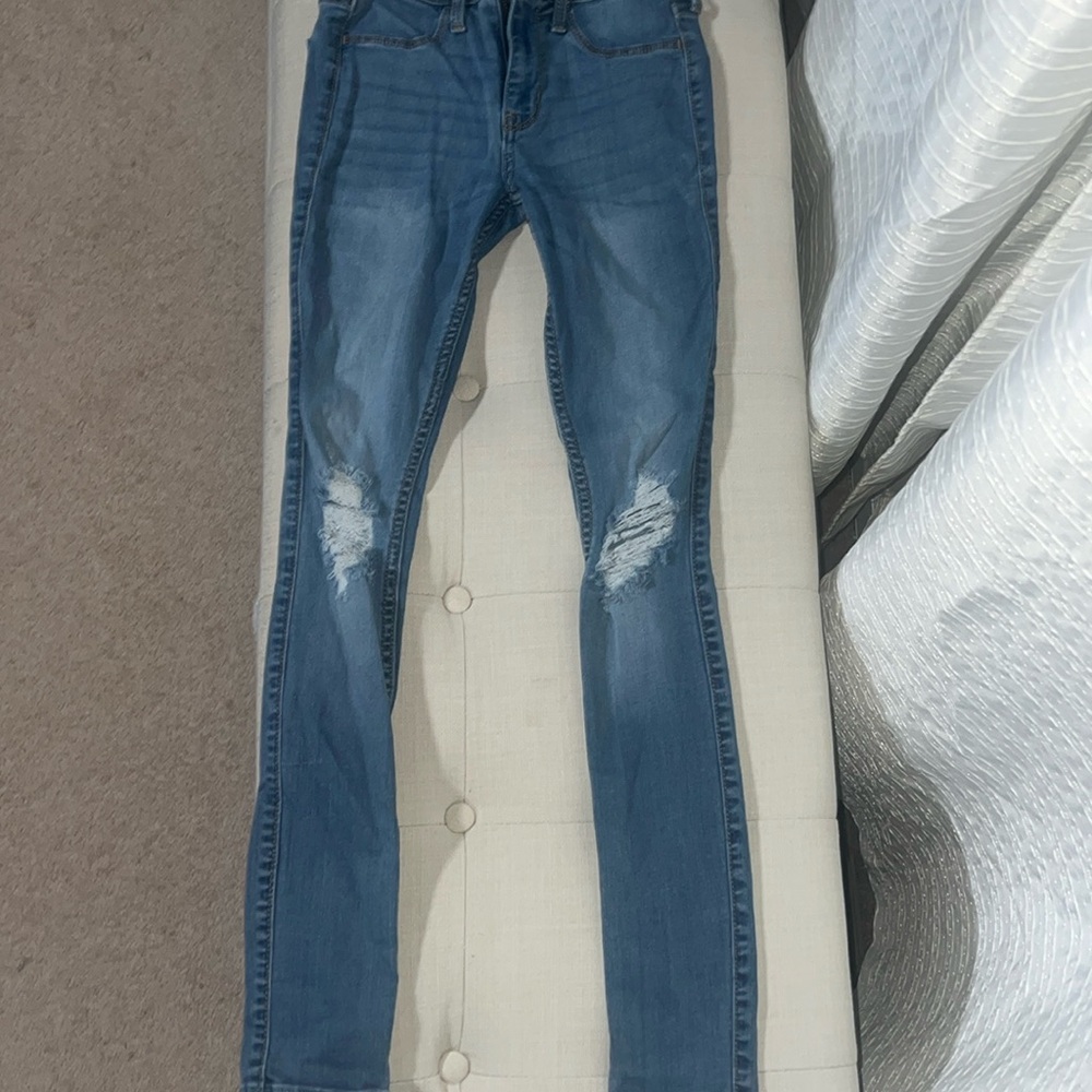 hollister mid high rise ripped jeans